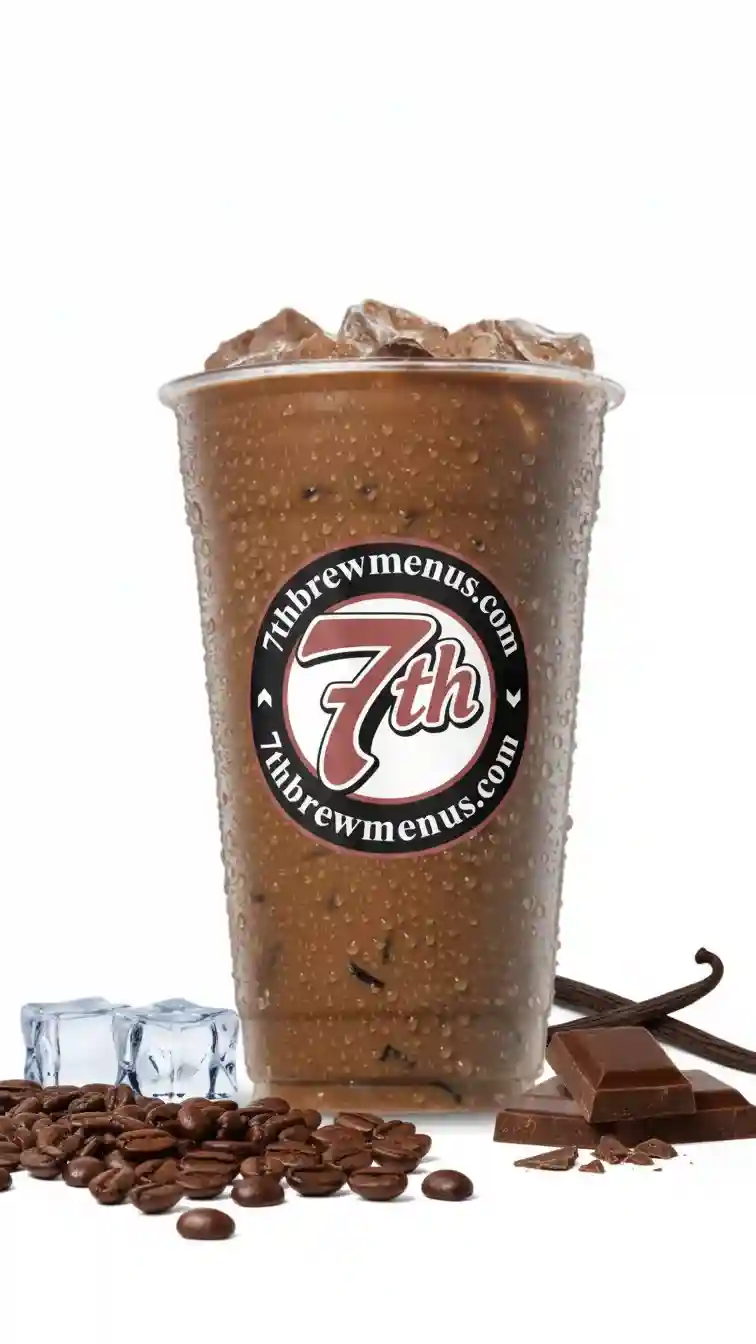 Iced 7 Brew Banana Bread drink served in a clear cup.