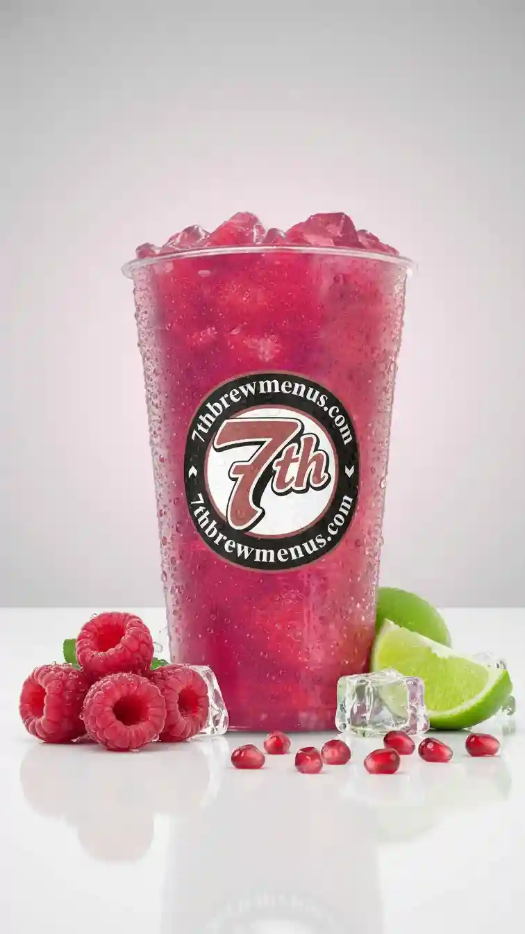 Iced 7 Brew Fruit Roll Up Lemonade specialty drink served in a clear cup.