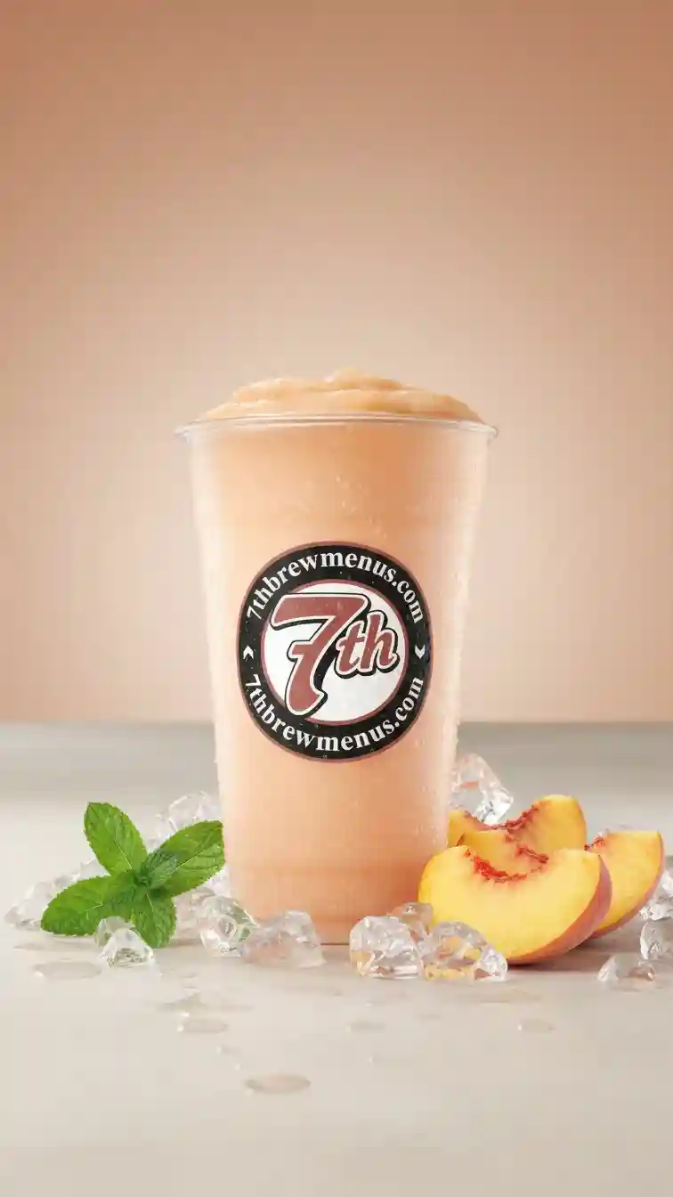 Clear cup of a refreshing Orange Sherbet specialty drink from the 7 Brew menu.