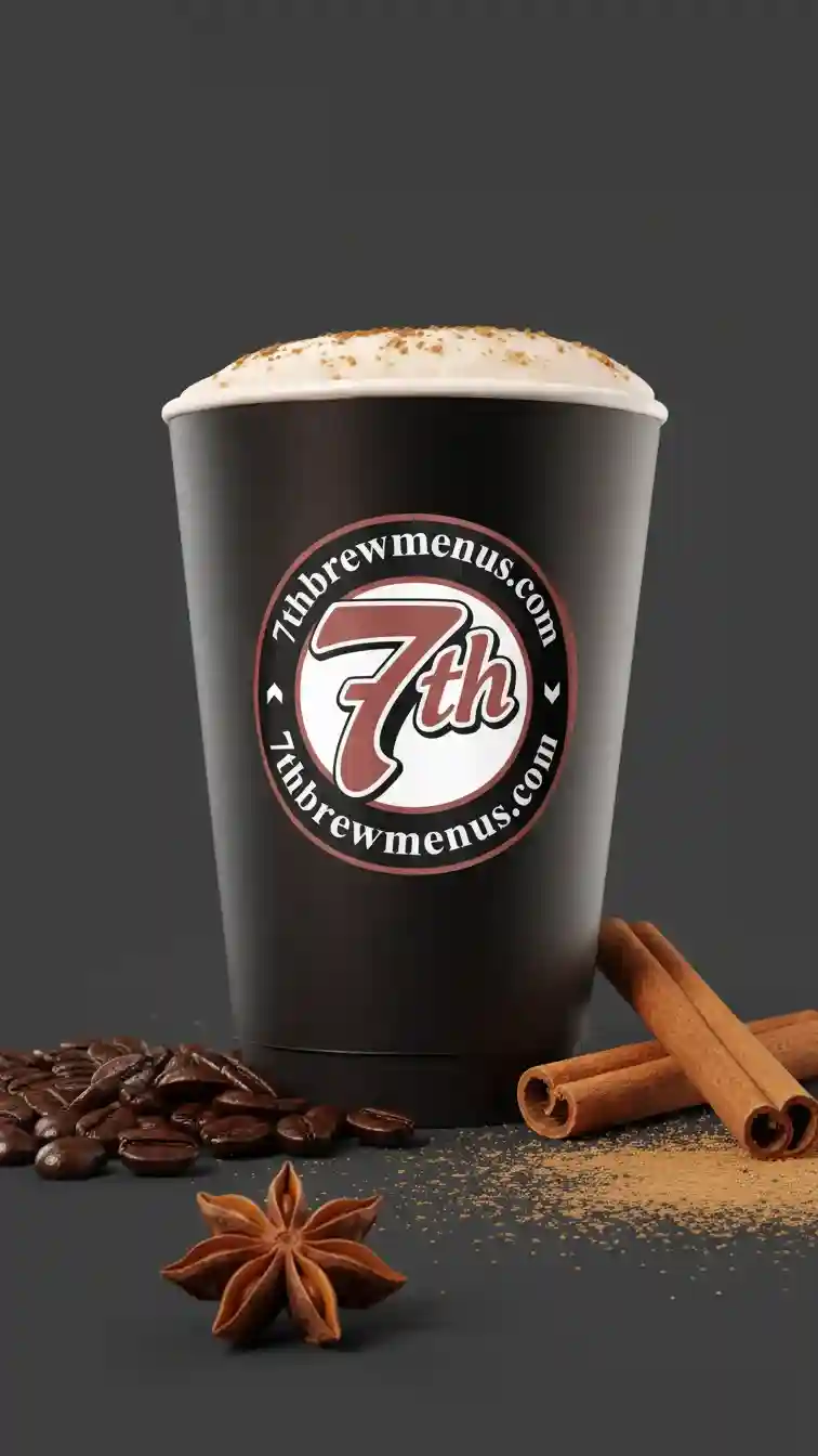 black cup holding a classic hot Salted Honey Chai Latte from the 7 Brew drink menu.