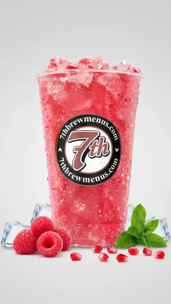 Refreshing 7 Strawberry Lemonade drink served in a clear plastic cup with ice.