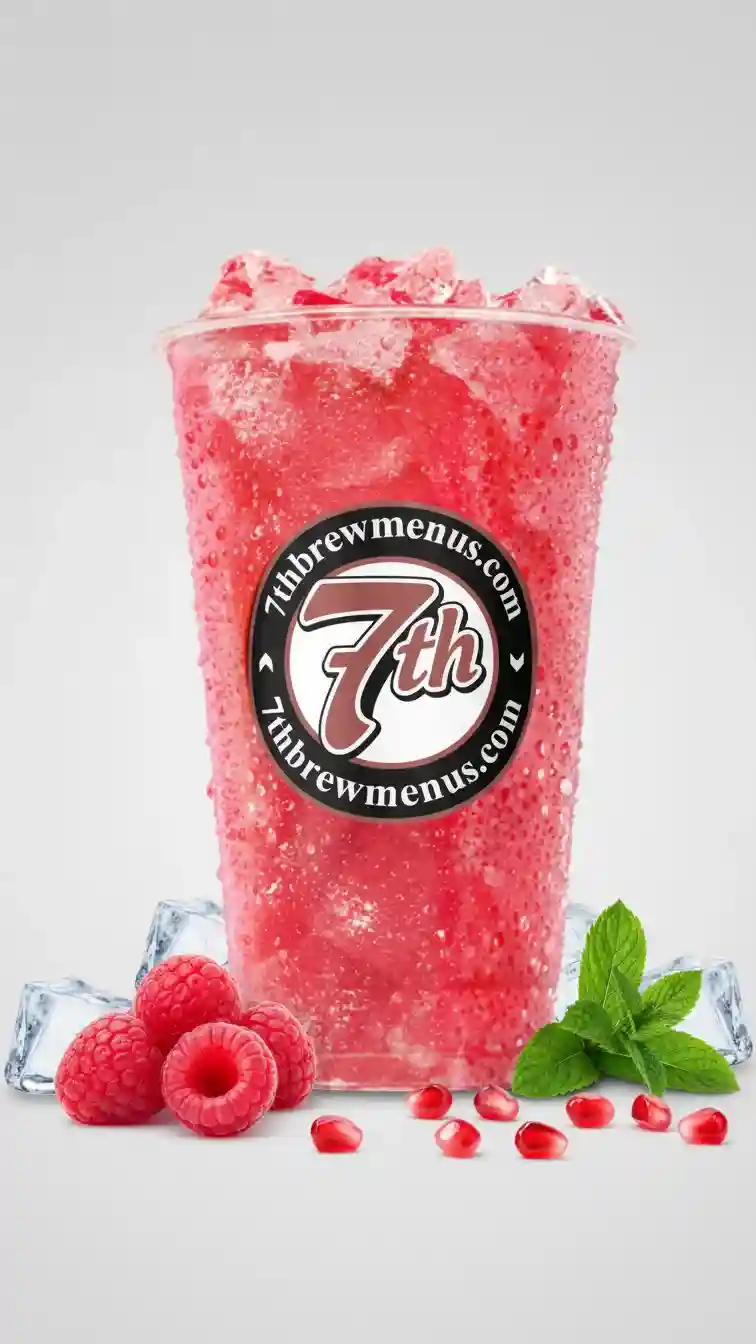 Refreshing 7 Strawberry Lemonade drink served in a clear plastic cup with ice.