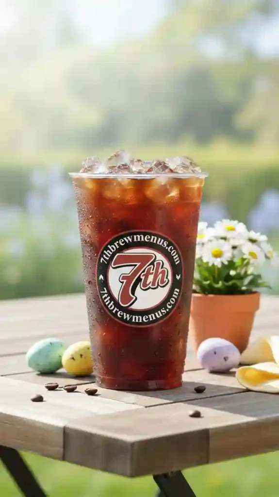 7 Brew Vanilla Cold Brew coffee drink, served iced in a clear plastic cup.