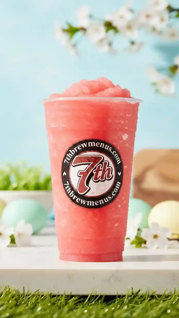 Clear cup showing the thick, refreshing Wildberry Smoothie from the 7 Brew menu.