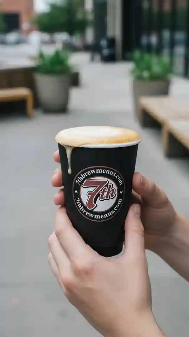 7 Brew Green Tea options, served hot in a branded black to-go cup.