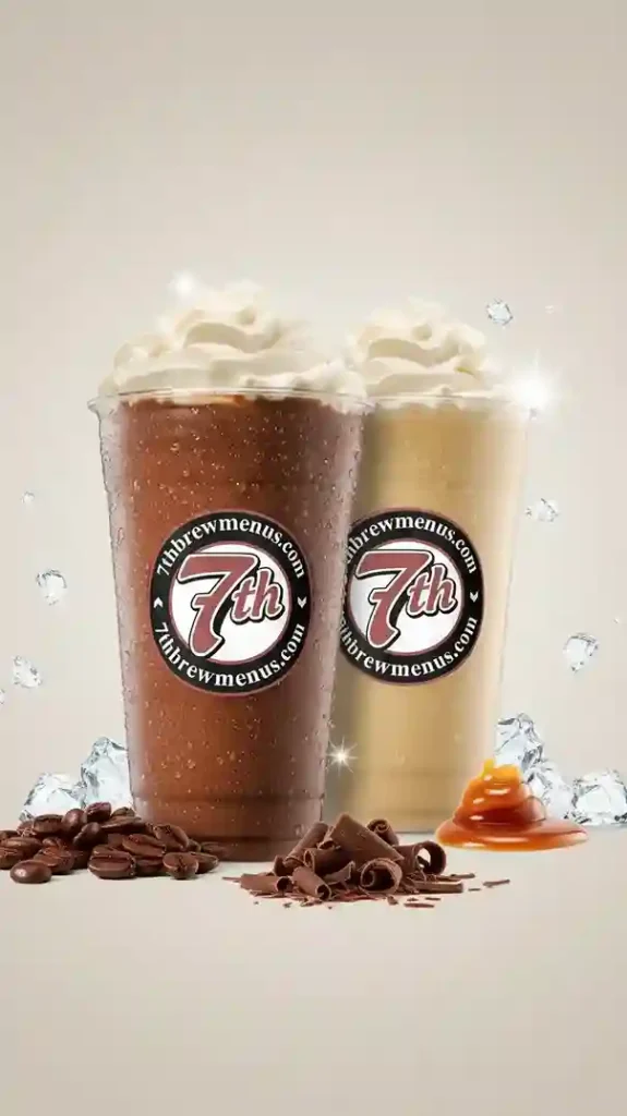 Shakes from the 7 Brew menu, served in clear cups